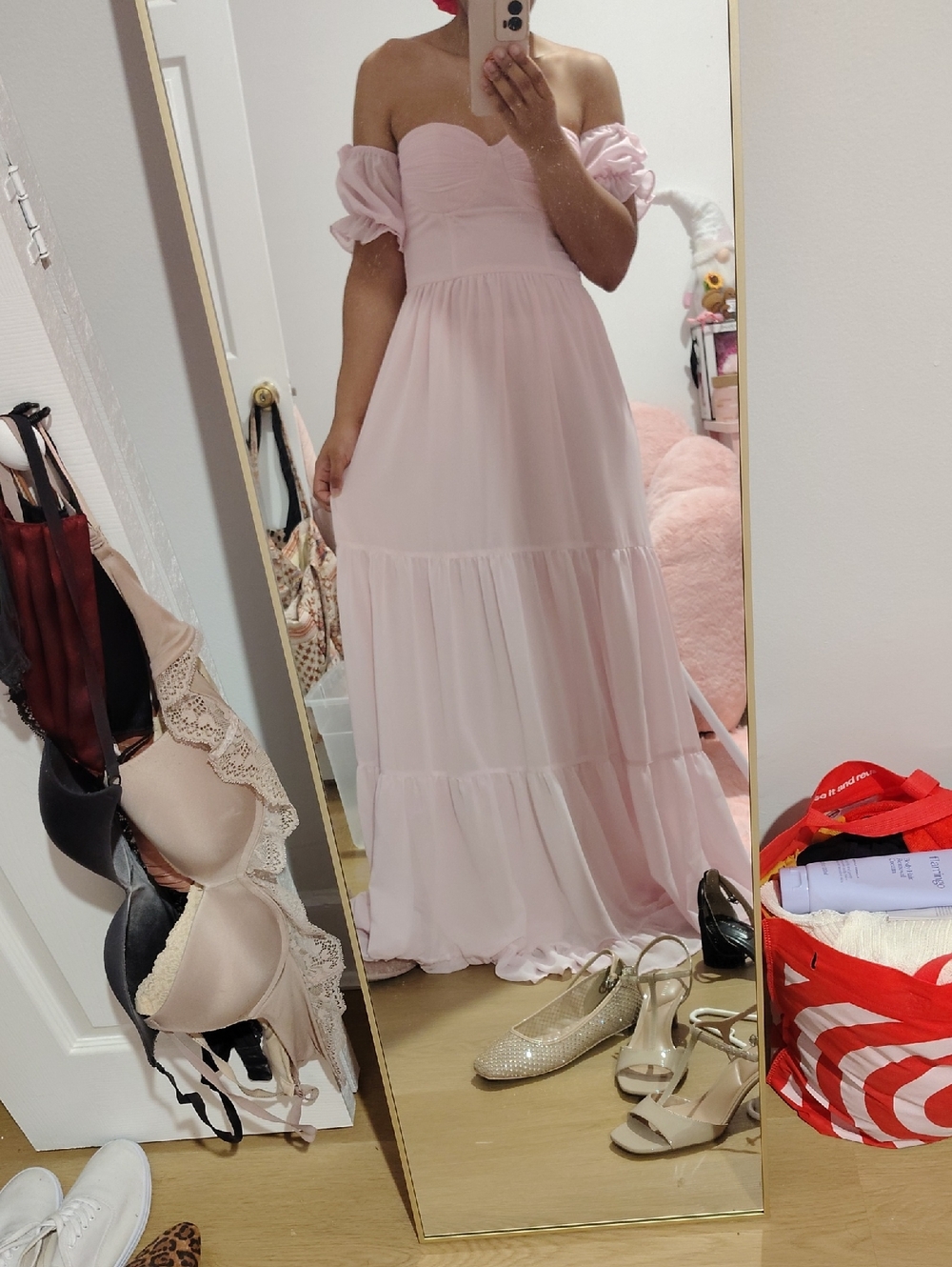 Lulu's off The Shoulder pink Dress